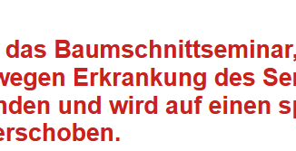 Baumschnittseminar fällt aus